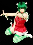 cosplay cyborg_nene dress green_hair original santa_costume striped thighhighs zettai_ryouiki rating:Safe score:1 user:nil!