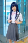 blouse blue_hair cosplay furude_rika higurashi_no_naku_koro_ni himekawa_azuru jumper school_uniform rating:Safe score:0 user:nil!