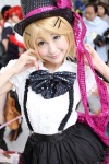 blonde_hair blouse bowtie chii cosplay hair_clips kagamine_rin suspenders tiered_skirt top_hat vocaloid rating:Safe score:0 user:pixymisa