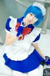 apron blue_hair boots cosplay dress eyepatch gloves hairband handcuffs ikkitousen maid maid_uniform mai_(ii) ryomou_shimei thighhighs rating:Safe score:0 user:nil!