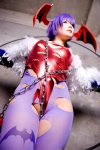 bodysuit boots chains cosplay detached_sleeves head_wings lilith_aensland pantyhose purple_hair tamashi_no_mayoigo torn_clothes vampire_(game) wings yuuki_sayo rating:Safe score:1 user:nil!