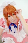aiba_ai apron cosplay dress hairband ikkitousen orange_hair sonsaku_hakufu thighhighs waitress waitress_uniform zettai_ryouiki rating:Safe score:0 user:nil!