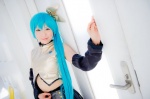 aqua_hair cosplay croptop detached_sleeves hairbow hatsune_miku mashiro_yuki pleated_skirt ponytail project_diva skirt vocaloid rating:Safe score:0 user:nil!