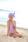 ayane_(doa) beach cleavage cosplay dead_or_alive headband ocean one-piece_swimsuit purple_hair swimsuit tachibana_minami rating:Safe score:0 user:nil!
