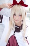 blonde_hair blue_eyes cosplay dress hairbow hiokichi jacket school_uniform toshino_kyoko yuruyuri rating:Safe score:2 user:pixymisa
