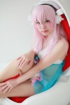 babydoll bra cosplay headphones hiiragi_haruka nitro_super_sonic panties pantyhose pink_hair sheer_legwear super_soniko rating:Safe score:0 user:pixymisa