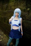 asakura_kana blue_hair boots cosplay croptop gundam msm-07_z'gok pleated_skirt skirt striped tank_top thighhighs zettai_ryouiki rating:Safe score:1 user:nil!