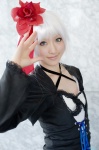 cosplay garters hairbow ibara_(series) lace meidi_rose rose saya silver_hair rating:Safe score:0 user:nil!