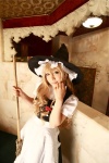 apron blonde_hair blouse braid broom cosplay hanamura_misaki jumper kirisame_marisa touhou witch_hat rating:Safe score:0 user:nil!