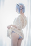 blue_hair cosplay dress dress_lift fleia fleia_oni_ga_katteru? hairband panties rem_(re:zero) re:zero sweater_dress rating:Safe score:0 user:nil!