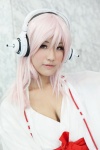 cleavage cosplay headphones kimono miko mya-ko nitro_super_sonic pink_hair super_soniko rating:Safe score:0 user:pixymisa
