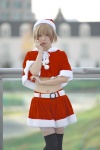 black_legwear blonde_hair capelet cosplay halter_top maitako miniskirt original santa_costume skirt stocking_cap thighhighs zettai_ryouiki rating:Safe score:2 user:nil!