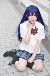 blouse blue_hair cosplay kai kneesocks love_live!_school_idol_project pleated_skirt school_uniform skirt sonada_umi sweater_vest rating:Safe score:0 user:nil!