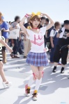 cosplay hairbow koizumi_hanayo love_live!_school_idol_project pleated_skirt rinami skirt thighhighs tshirt white_legwear zettai_ryouiki rating:Safe score:0 user:nil!