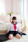 bag couch izumi_hiyori kneesocks pleated_skirt ponytail sailor_uniform school_uniform shirt shoes skirt rating:Safe score:1 user:zopo