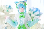 animal_ears aqua_hair cat_ears cosplay dress ely elysion hairband shinon_(sao) sword_art_online rating:Safe score:0 user:nil!