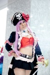 armband bows collar cosplay daikaizoku_kyaputen_ririana jacket kuiinzu_bureido kuiinzu_bureido_riberion miniskirt oume pink_hair pirate_hat pleated_skirt skirt sword tubetop twintails rating:Safe score:0 user:pixymisa