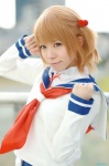 blonde_hair cosplay hayase_ami kataoka_yuuki pleated_skirt sailor_uniform saki_(manga) school_uniform skirt twintails rating:Safe score:0 user:nil!