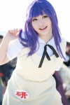 apron asakura_tiyo blouse cosplay purple_hair ribbon_tie working!! yamada_aoi rating:Safe score:0 user:pixymisa