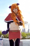 animal_ears bra cat_ears choker cosplay croptop gloves kanro midriff miniskirt nina_(wazu_wasu) orange_hair skirt tail wazu_wasu rating:Safe score:1 user:pixymisa