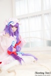 bed cosplay dress hat patchouli_knowledge purple_hair robe saku sweet_garden thighhighs touhou rating:Safe score:0 user:nil!