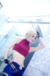 blonde_hair blue_mary cosplay croptop fingerless_gloves gloves hyuuga king_of_fighters midriff trousers turtleneck rating:Safe score:0 user:nil!