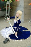 blonde_hair boots cosplay dress fate/series fate/stay_night jacket maropapi saber sword rating:Safe score:0 user:nil!