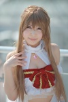 asuna_(sao) blonde_hair bow cosplay dress hoshina_aimi keyhole sword_art_online rating:Safe score:0 user:pixymisa