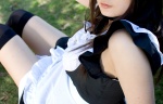 apron black_legwear chocoball cosplay maid maid_uniform tagme_character tagme_series thighhighs rating:Safe score:0 user:nil!