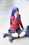 blazer blouse blue_hair bookbag cosplay kawashima_ami kneesocks nora pleated_skirt school_uniform skirt toradora! rating:Safe score:0 user:nil!