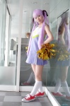 cheerleader cosplay dress hair_ribbons hiiragi_kagami ibara kneesocks lucky_star pom_poms purple_hair twintails rating:Safe score:0 user:nil!