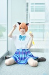 animal_ears blouse cat_ears cosplay hoshizora_rin kiriya kneesocks love_live!_school_idol_project orange_hair pantyhose pleated_skirt school_uniform sheer_legwear skirt rating:Safe score:0 user:nil!