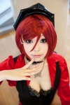 blouse choker cleavage cosplay original red_hair soda_(model) vest rating:Safe score:1 user:pixymisa