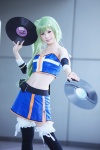 beatmania_iidx cosplay croptop erika_(beatmania) green_hair hair_clip leggings miniskirt shirayuki_himeno skirt tubetop rating:Safe score:0 user:pixymisa