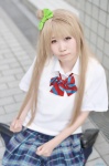 blonde_hair blouse cosplay love_live!_school_idol_project minami_kotori pleated_skirt ponzu school_uniform side_ponytail skirt socks rating:Safe score:0 user:nil!