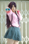bakemonogatari blouse cosplay hina pleated_skirt purple_hair school_uniform senjougahara_hitagi skirt stapler rating:Safe score:1 user:nil!