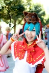 apron aqua_hair bows clover_club_(vocaloid) cosplay hatsune_miku hoodie_dress jin plushie vocaloid rating:Safe score:0 user:pixymisa