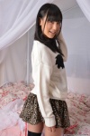 bed black_legwear hamada_yuri pleated_skirt skirt sweater thighhighs zettai_ryouiki rating:Safe score:0 user:nil!