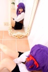 blouse cosplay fate/series fate/stay_night hair_ribbons matou_sakura mirror purple_hair sachi_budou school_uniform skirt vest rating:Safe score:0 user:nil!