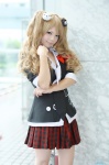 blonde_hair blouse cardigan choker cosplay danganronpa enoshima_junko pantyhose pleated_skirt ruki_(ii) school_uniform sheer_legwear skirt twintails rating:Safe score:1 user:nil!