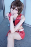 cosplay default_costume houtou_singi meiko microphone midriff pantyhose skirt vest vocaloid rating:Safe score:1 user:Log