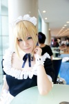 apron blonde_hair carnival_phantasm choker cosplay fate/series fate/stay_night hairband maid maid_uniform saber sasa rating:Safe score:0 user:pixymisa