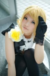 blonde_hair blouse blue_eyes braid cosplay flower gloves harumiya_yun kagamine_rin panties scarf thighhighs vocaloid rating:Safe score:1 user:pixymisa