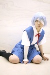 ayanami_rei bandages blue_hair cosplay eyepatch natsuki_(ii) neon_genesis_evangelion school_uniform rating:Safe score:0 user:Log