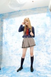 blonde_hair cosplay kneehighs kouzuki_suzuka miniskirt pleated_skirt sailor_uniform school_uniform skirt sudou_mizuki tokimeki_memorial tokimeki_memorial_girl's_side rating:Safe score:0 user:nil!