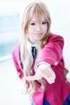aisaka_taiga ai_(vi) blazer blonde_hair blouse cosplay pleated_skirt ribbon_tie school_uniform skirt toradora! rating:Safe score:0 user:pixymisa