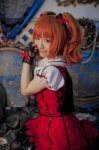 a-mi cosplay dress fingerless_gloves gloves hair_clips idolmaster red_hair takatsuki_yayoi thighhighs twintails rating:Safe score:0 user:pixymisa