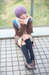 cardigan cosplay glasses kneesocks nagato_yuki pleated_skirt purple_hair rinami sailor_uniform scarf school_uniform skirt suzumiya_haruhi_no_yuuutsu rating:Safe score:1 user:nil!