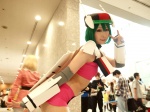 cosplay detached_sleeves elbow_gloves fingerless_gloves gloves green_hair halter_top helmet macross macross_frontier miiko ranka_lee shorts wings rating:Safe score:0 user:nil!