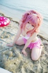 anya_alstreim beach cleavage code_geass cosplay croptop hairband miniskirt ocean pink_hair skirt striped tatsuki rating:Safe score:2 user:nil!